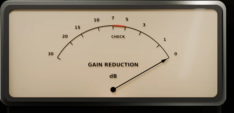 Close-up of the gain reduction meter